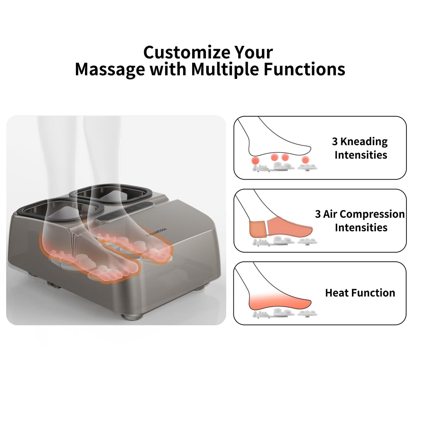 MOUNTRAX Foot Massager with Heat, Plantar Fasciitis and Relieve Pain, Deep Kneading Shiatsu Massager