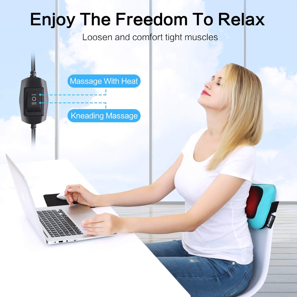 MoCuishle Shiatsu Neck Back Massager Pillow with Heat/Deep Tissue Kneading Massage for Shoulder, Leg