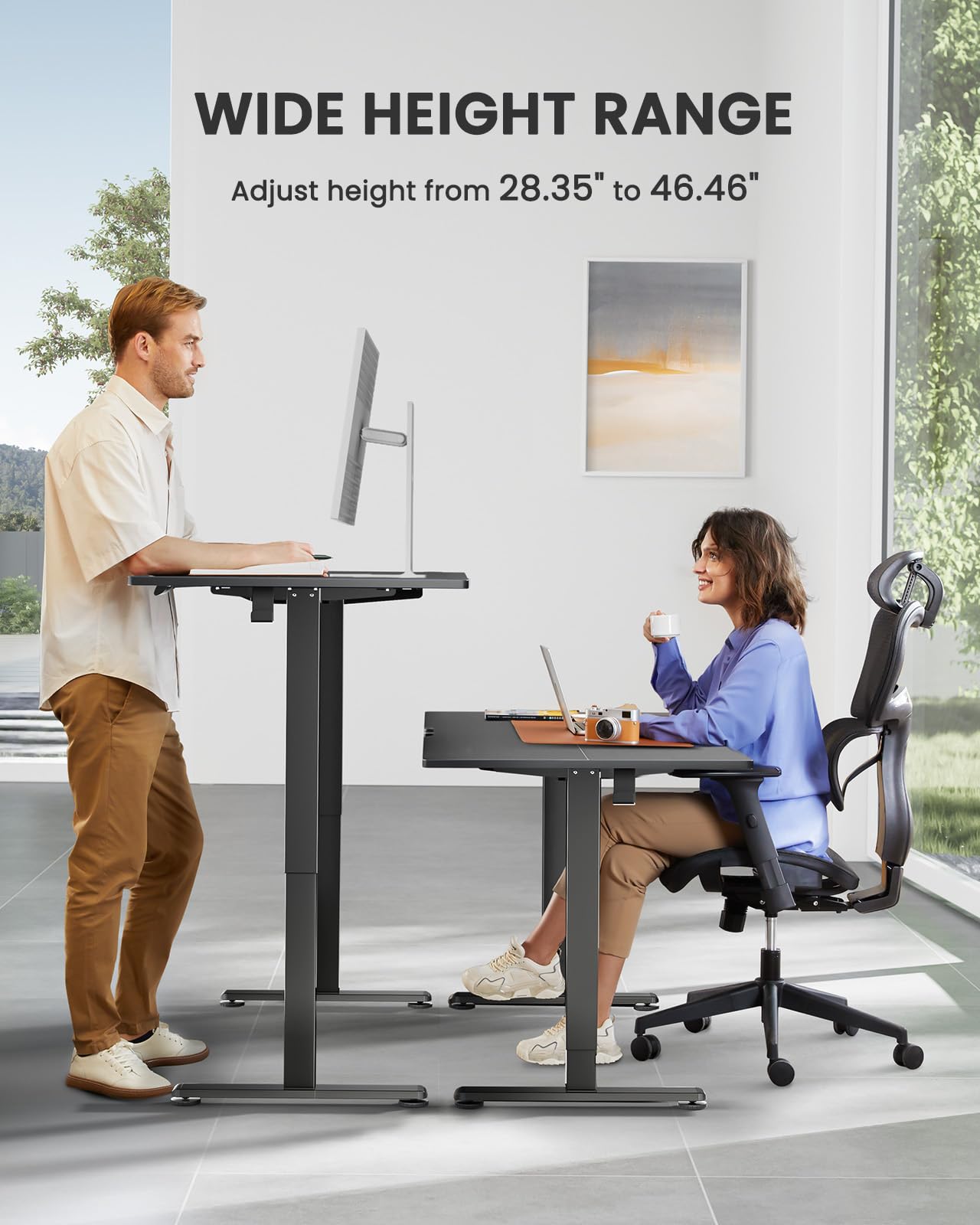 ErGear Height Adjustable Electric Standing Desk/48x24 Inches Sit Stand up Desk/Memory Computer Desk