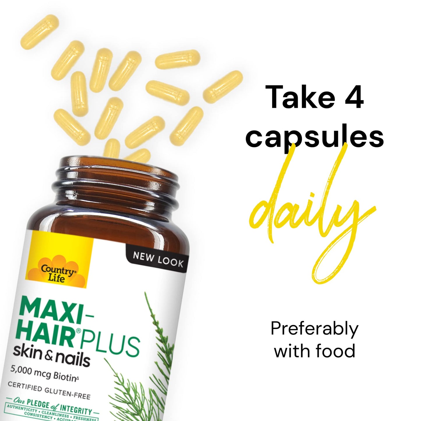 Country Life, Maxi-Hair Plus Biotin, Supports Healthy Hair, Skin and Nails, Daily Supplement, 120 ct