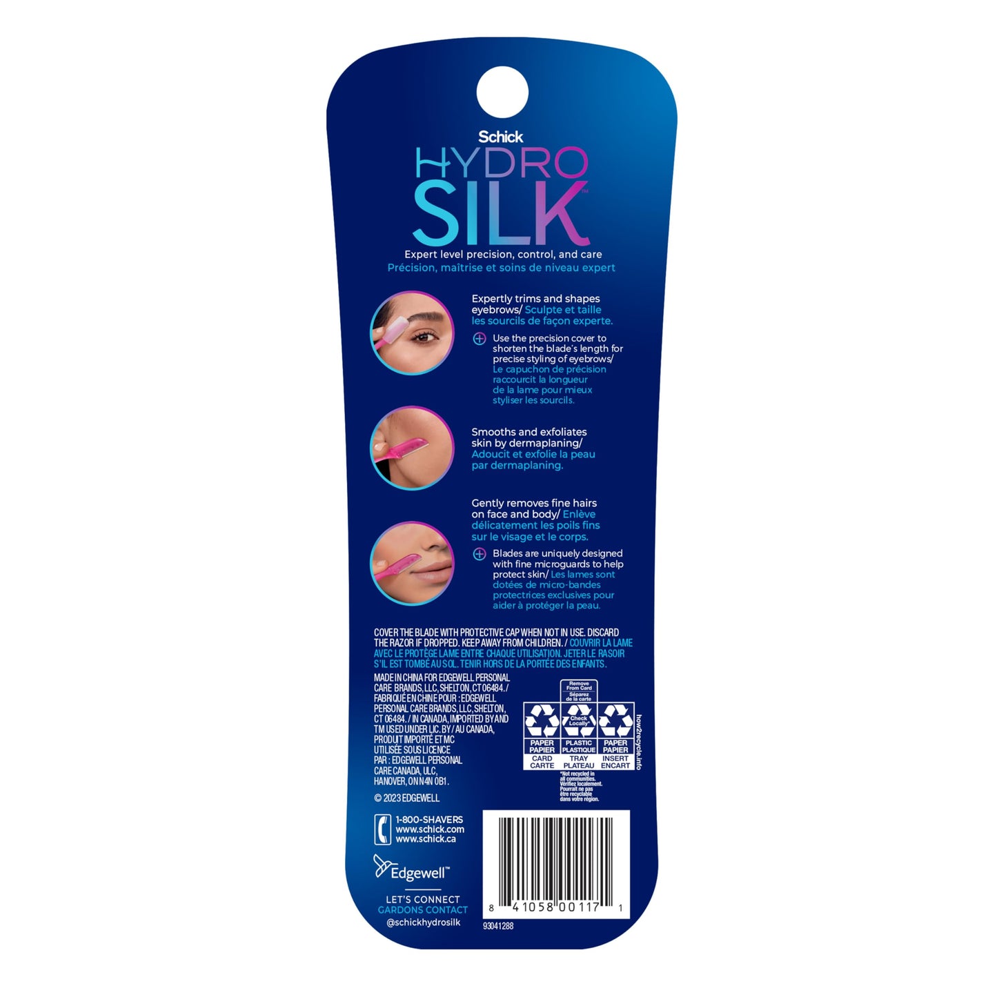 Schick Hydro Silk Touch-Up Dermaplaning Razor with Precision Cover, 3ct, Peach Fuzz Remover