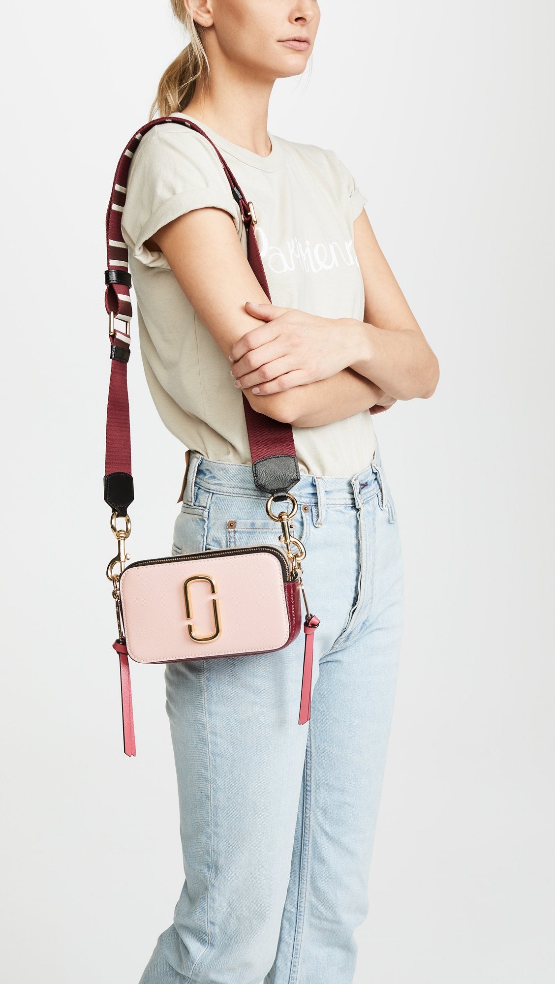 Marc Jacobs Women's The Snapshot, Rose, Pink, Stripe, One Size