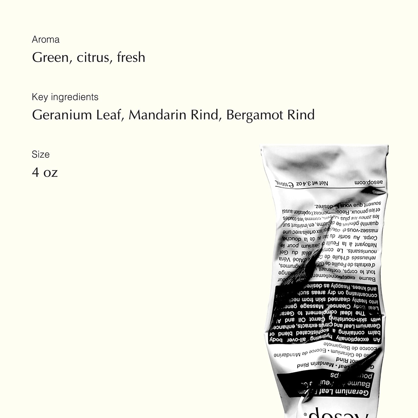 Aesop Geranium Leaf Body Balm -Skin Softening Rich Blend of Nut Oils/Geranium Leaf/Citrus Extracts