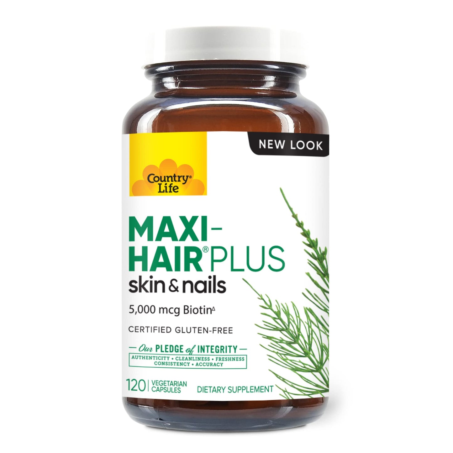 Country Life, Maxi-Hair Plus Biotin, Supports Healthy Hair, Skin and Nails, Daily Supplement, 120 ct