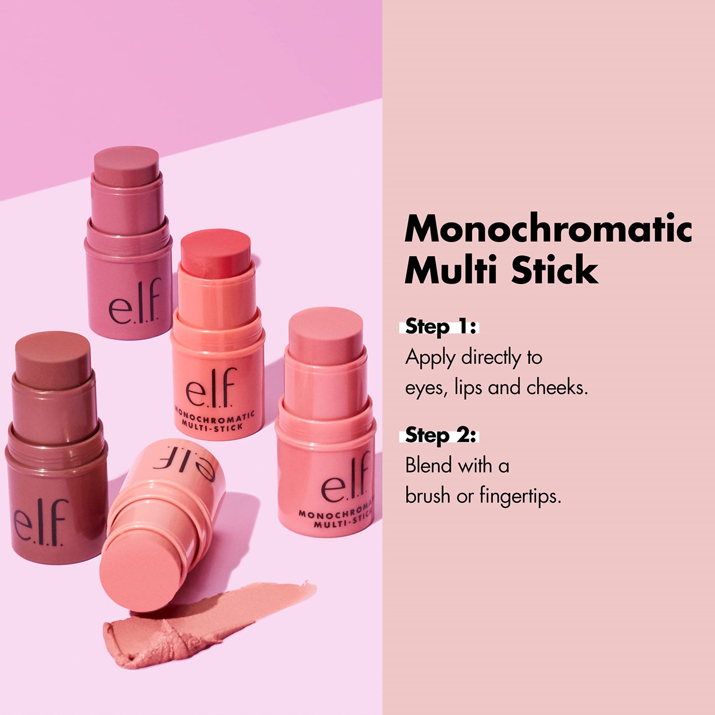 e.l.f. Monochromatic Multi Stick, Luxuriously Creamy & Blendable Color, For Eyes, Lips & Cheeks