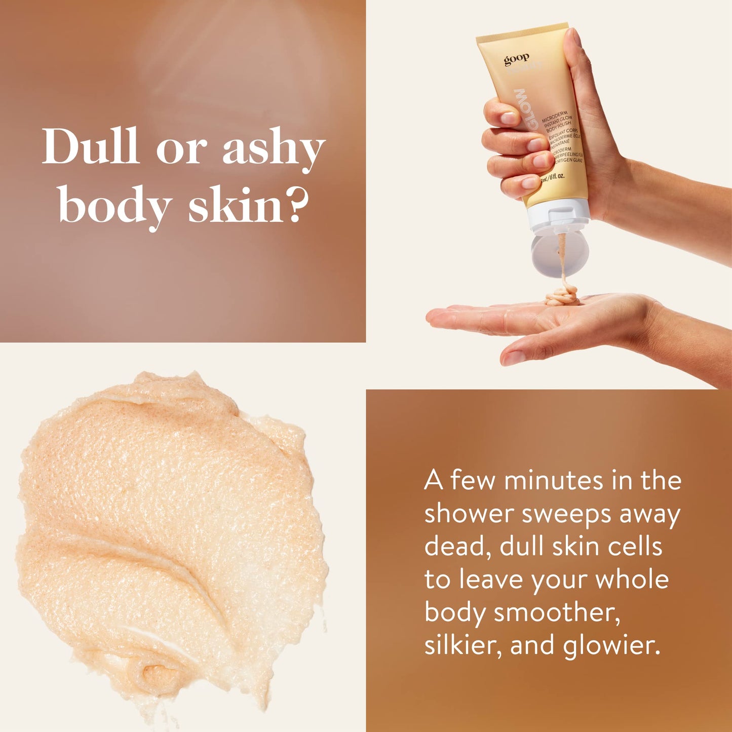 goop Beauty Microderm Body Polish | Exfoliating Body Scrub & Foaming Cleanser for Glowing Skin