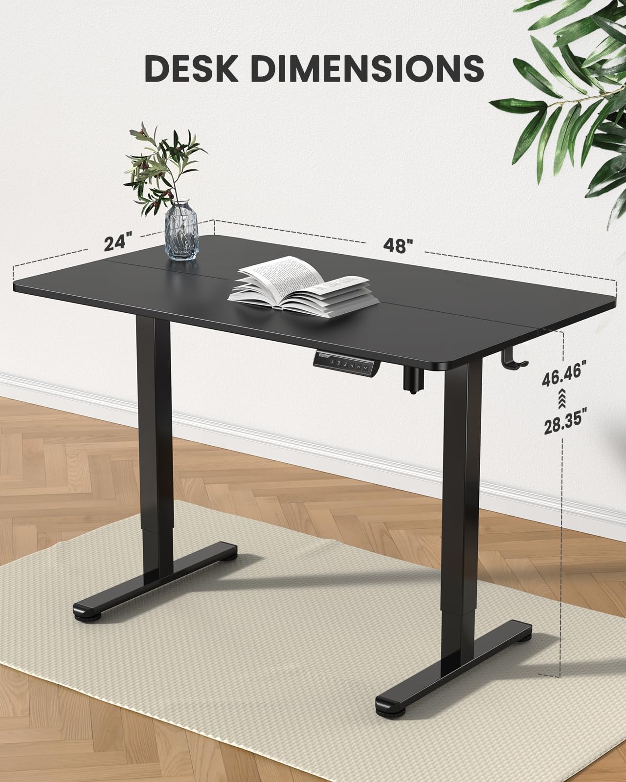 ErGear Height Adjustable Electric Standing Desk/48x24 Inches Sit Stand up Desk/Memory Computer Desk