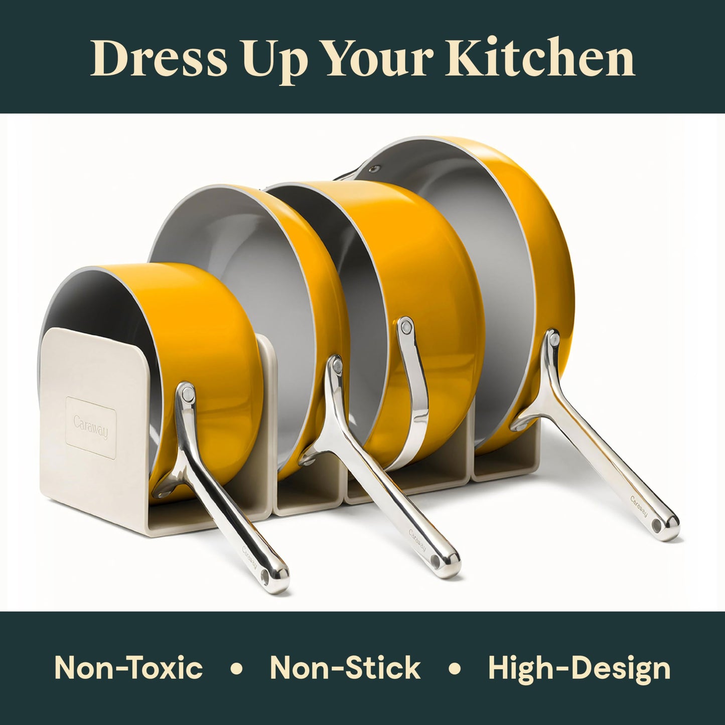 Caraway Nonstick Ceramic Cookware Set (12 Piece) Pots, Pans, Lids and Kitchen Storage - Marigold