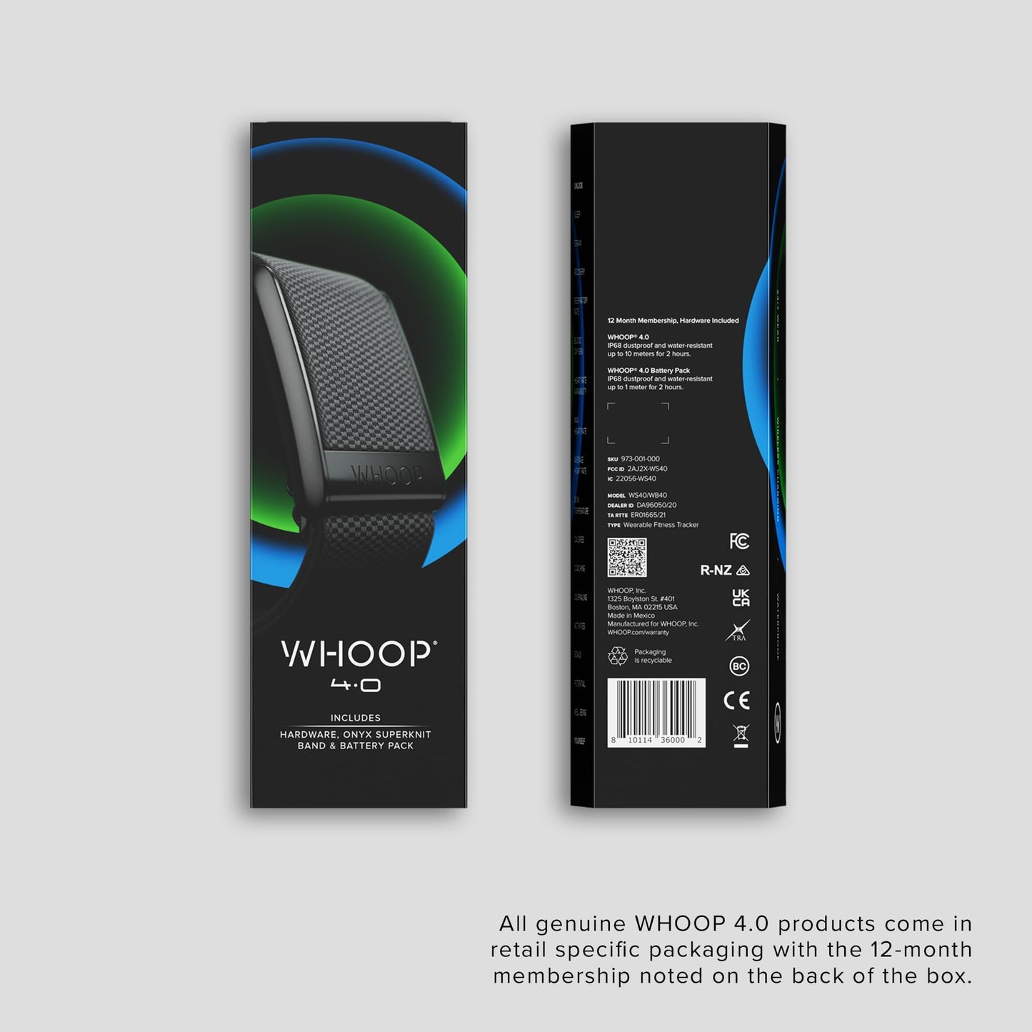 WHOOP 4.0 with 12 Month Subscription/Wearable Health, Fitness/Activity Tracker/Continuous Monitoring