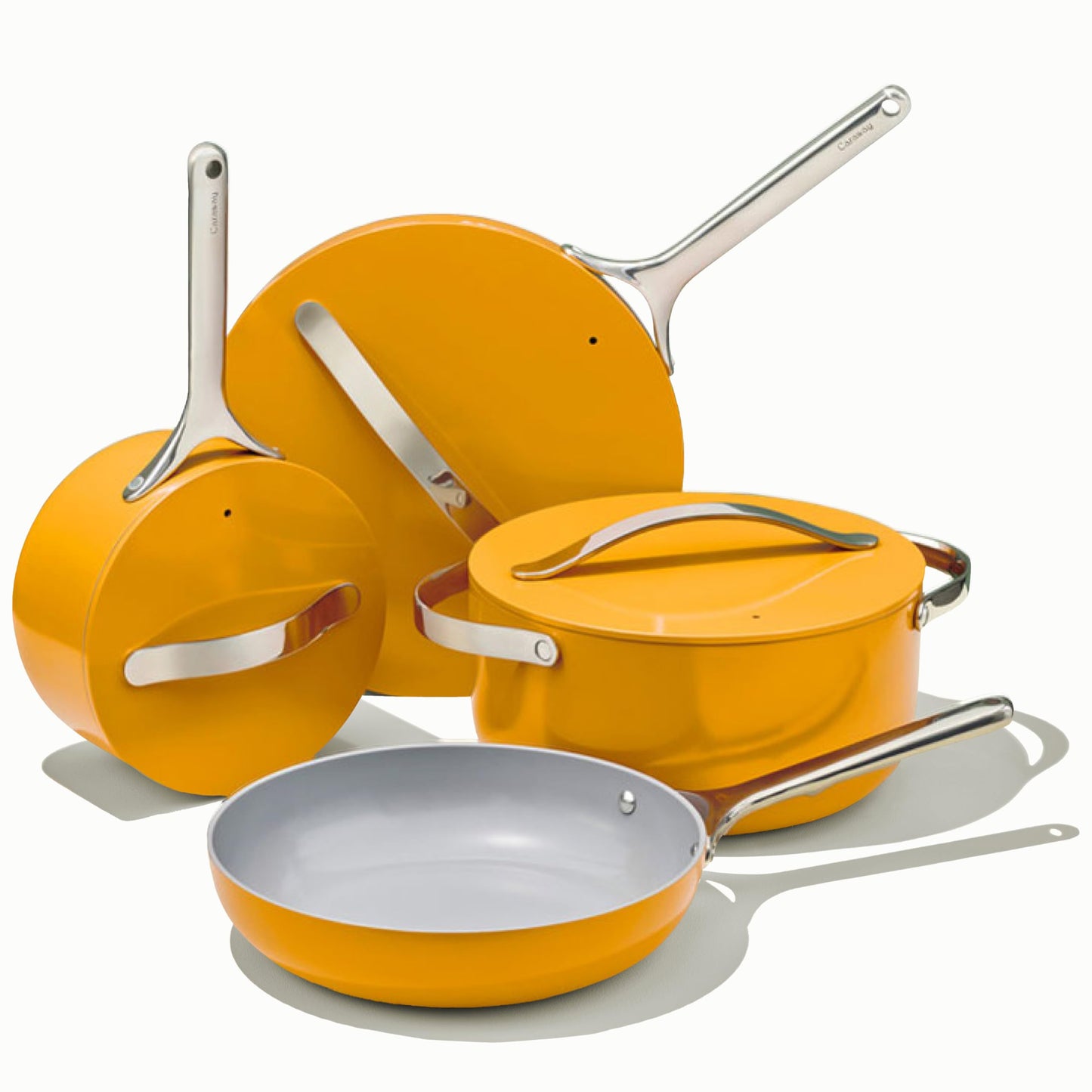 Caraway Nonstick Ceramic Cookware Set (12 Piece) Pots, Pans, Lids and Kitchen Storage - Marigold