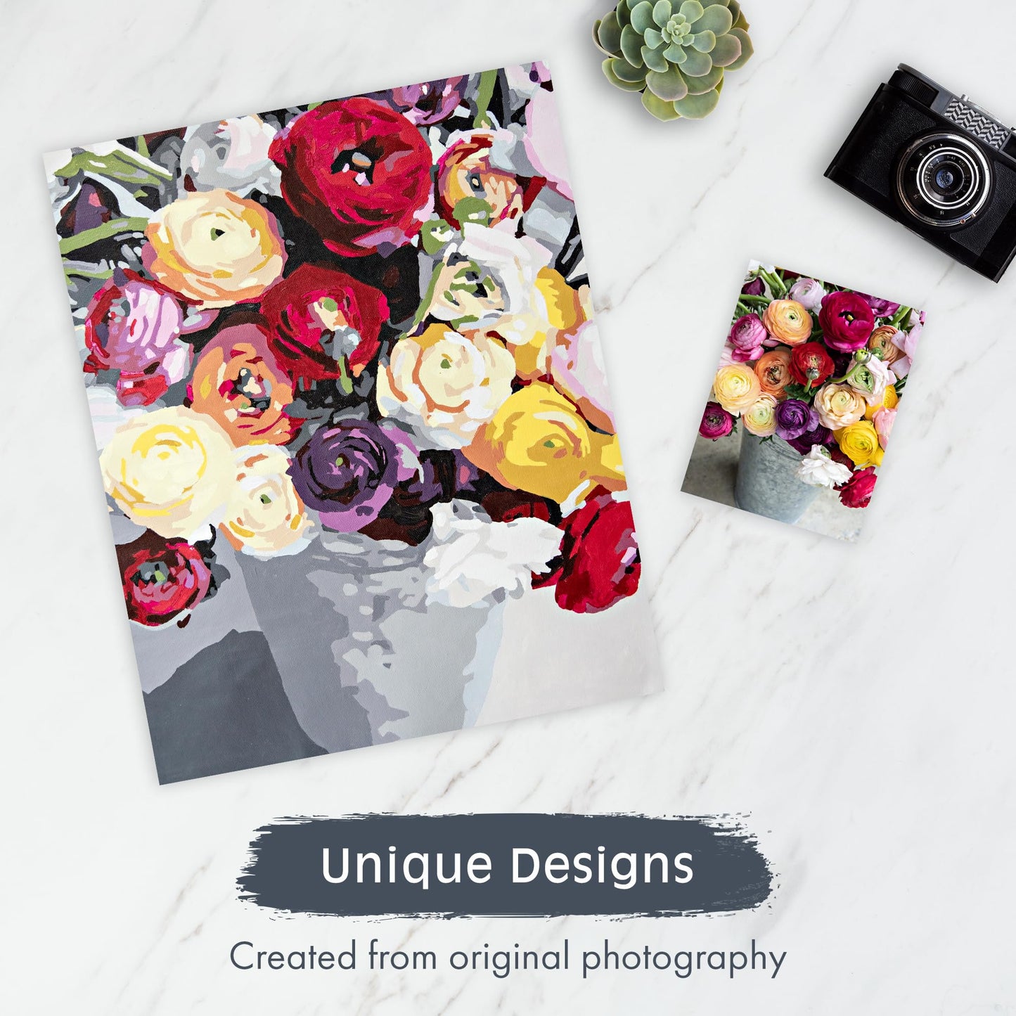 Pink Picasso Kits Botanical Floral Paint by Number for Adults/DIY Canvas Painting Kits