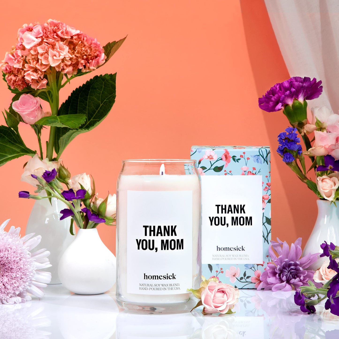 Homesick Premium Scented Candle, Thank You, Mom - Scents of Bergamot, Lavender, Sage/60-80 Hour Burn