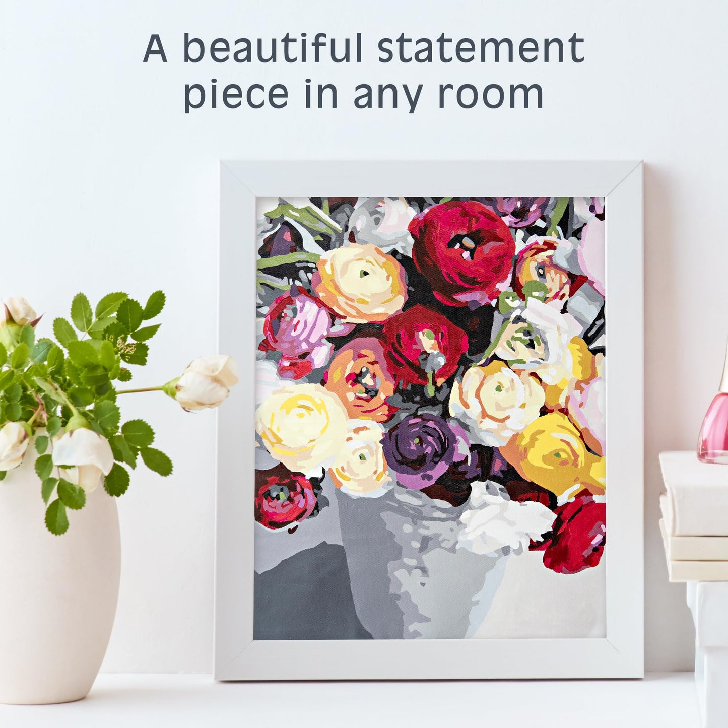 Pink Picasso Kits Botanical Floral Paint by Number for Adults/DIY Canvas Painting Kits