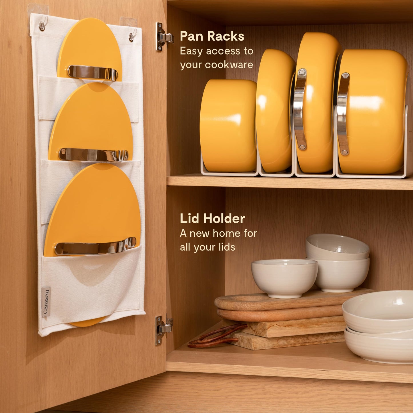 Caraway Nonstick Ceramic Cookware Set (12 Piece) Pots, Pans, Lids and Kitchen Storage - Marigold