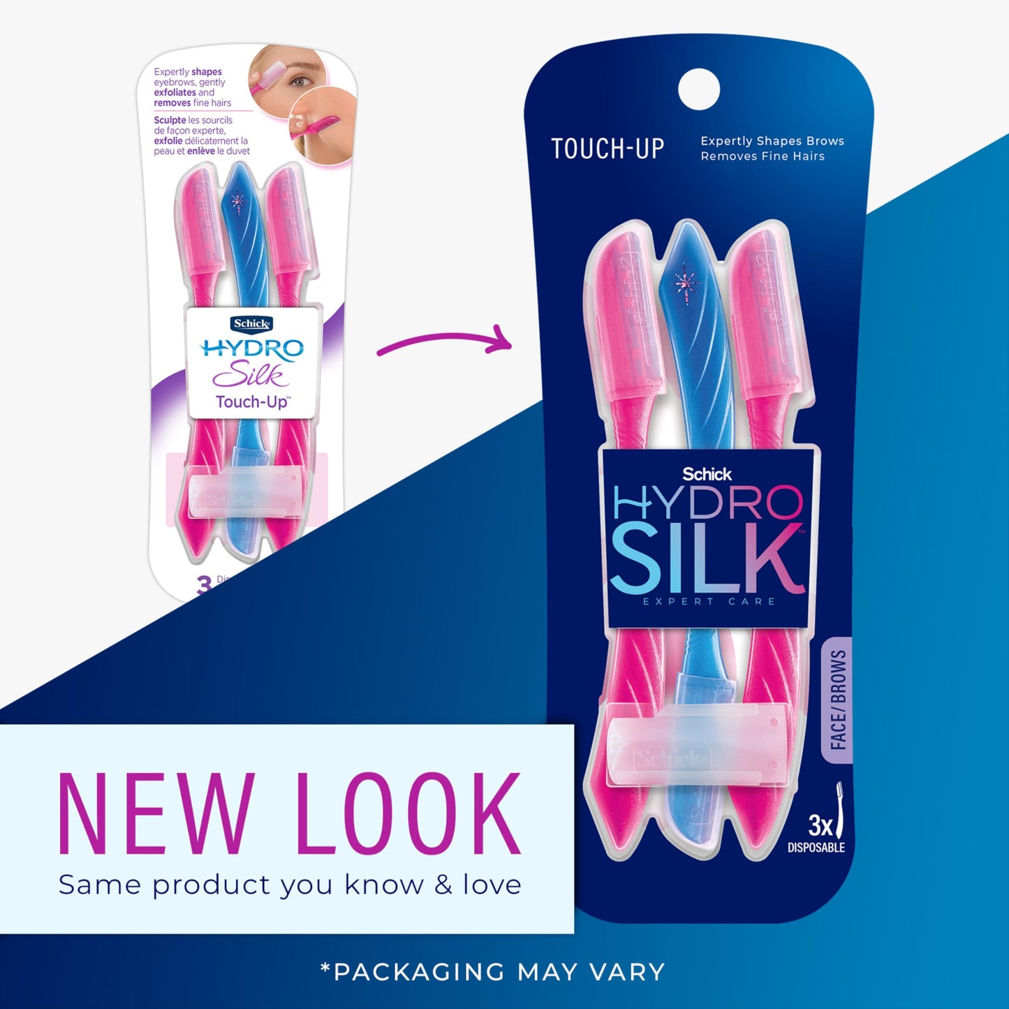 Schick Hydro Silk Touch-Up Dermaplaning Razor with Precision Cover, 3ct, Peach Fuzz Remover