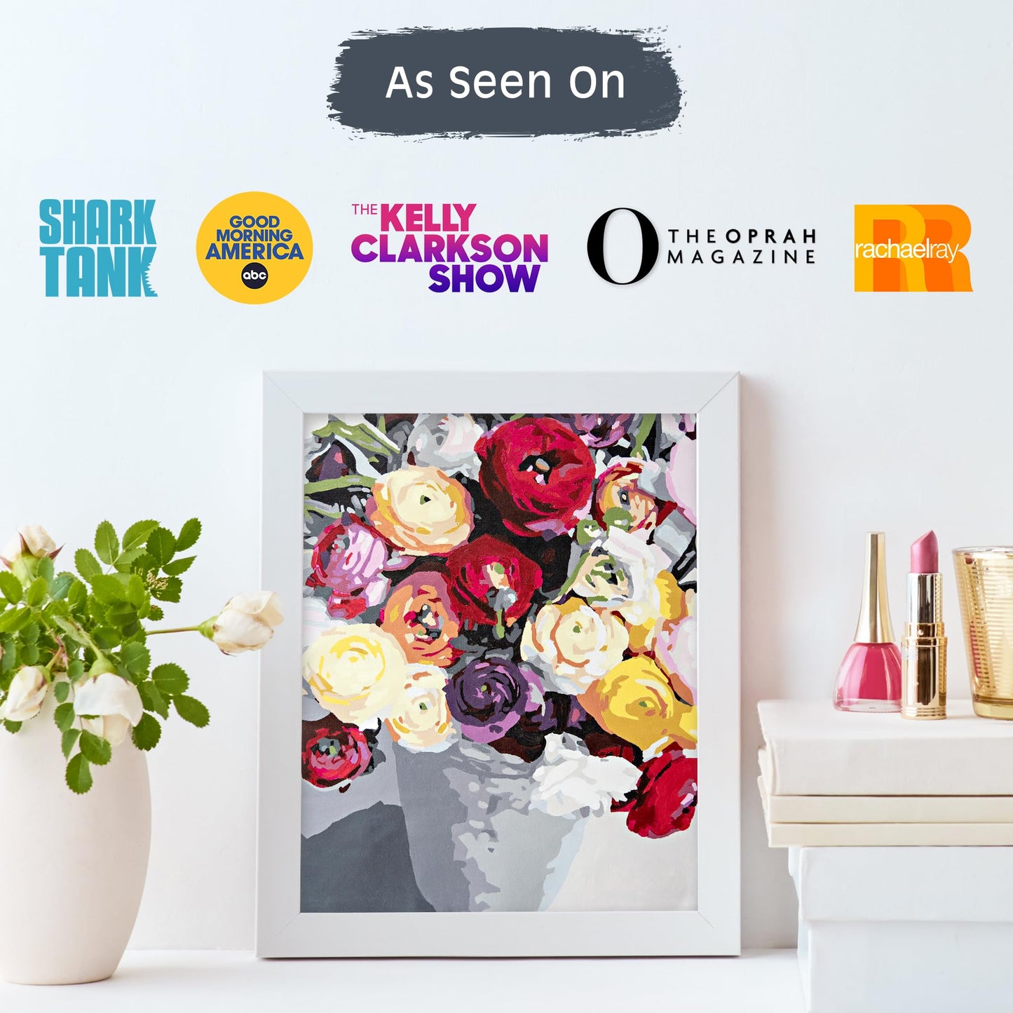 Pink Picasso Kits Botanical Floral Paint by Number for Adults/DIY Canvas Painting Kits