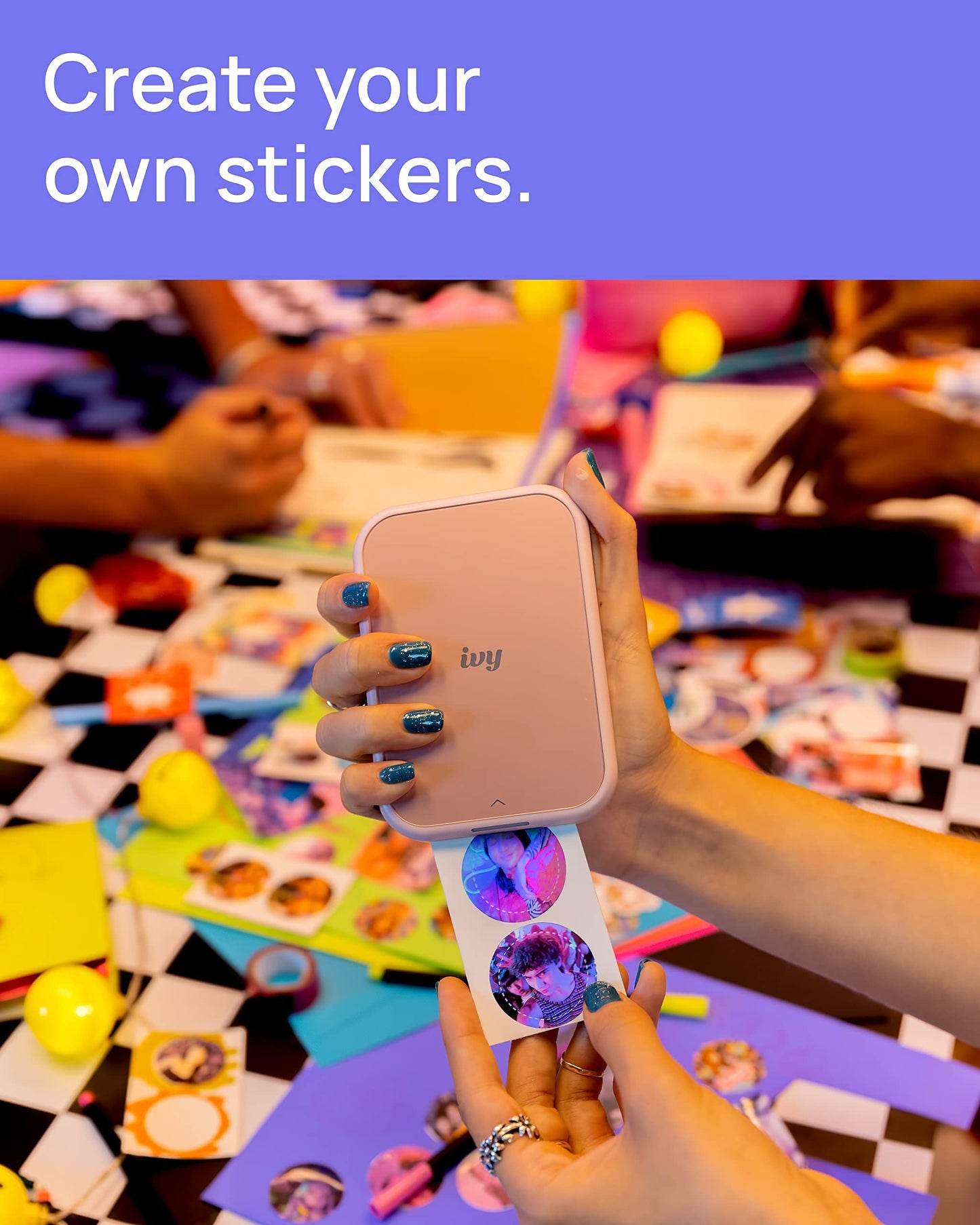 Canon Ivy 2 Mini Photo Printer, Print from Compatible iOS & Android Devices/Sticky-Back Prints/ Pink