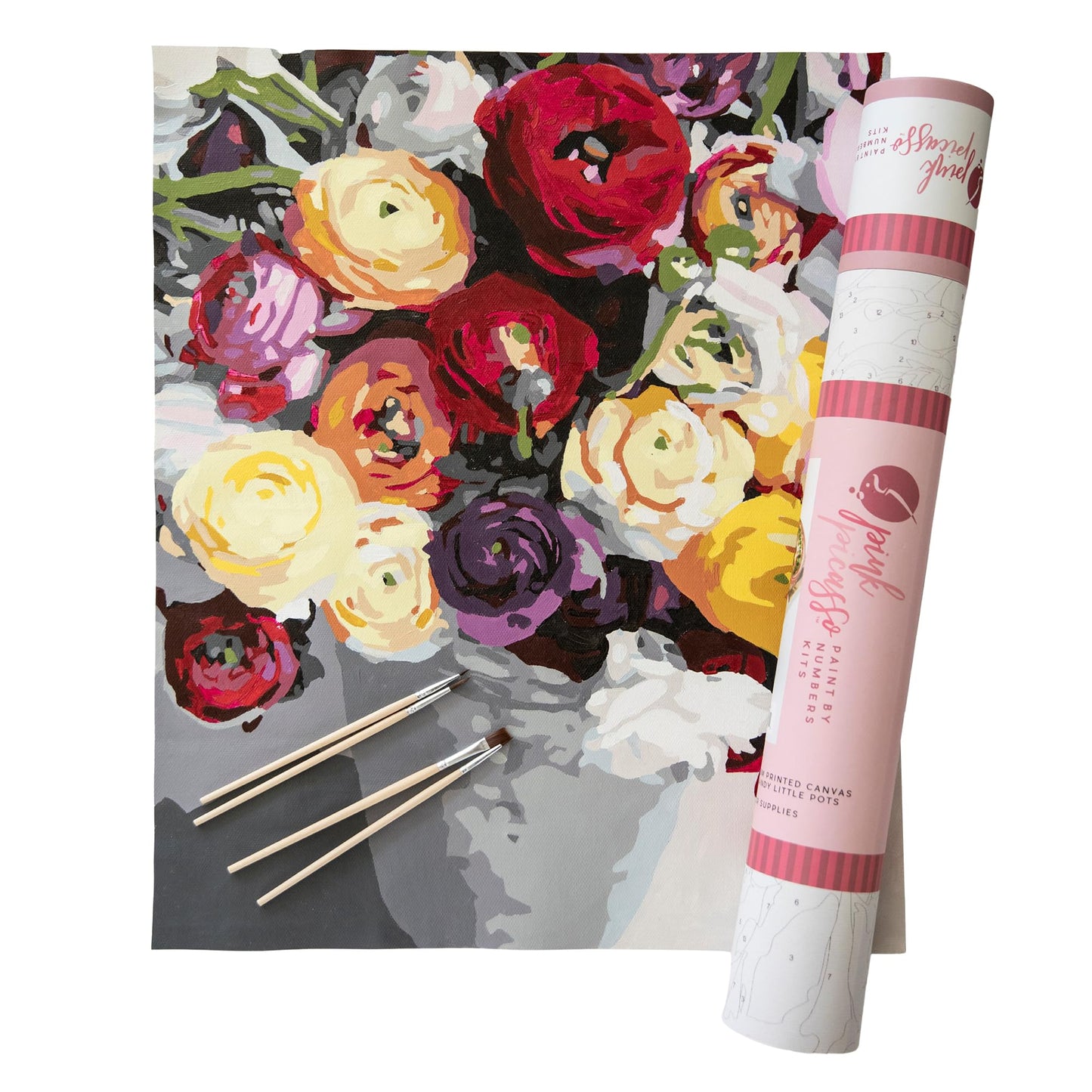 Pink Picasso Kits Botanical Floral Paint by Number for Adults/DIY Canvas Painting Kits