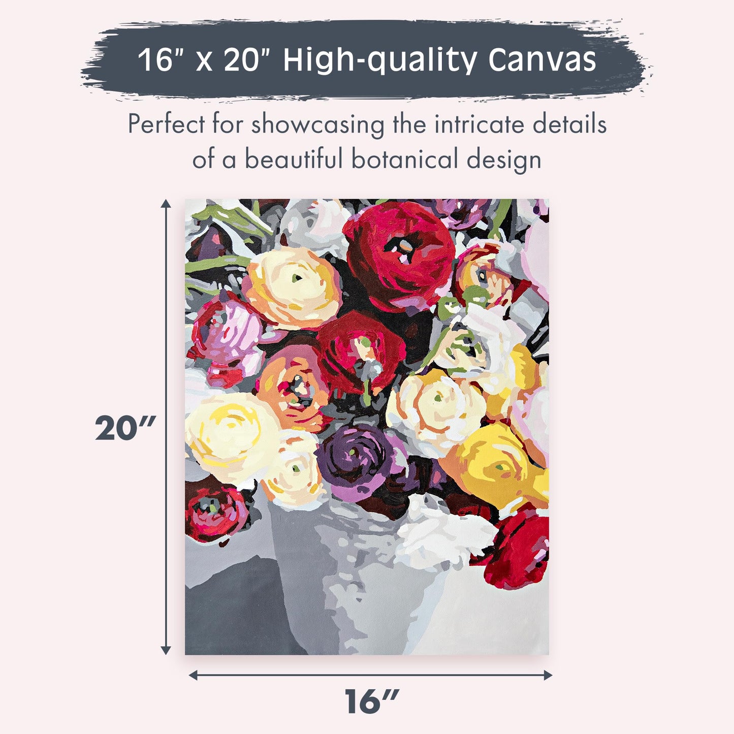 Pink Picasso Kits Botanical Floral Paint by Number for Adults/DIY Canvas Painting Kits