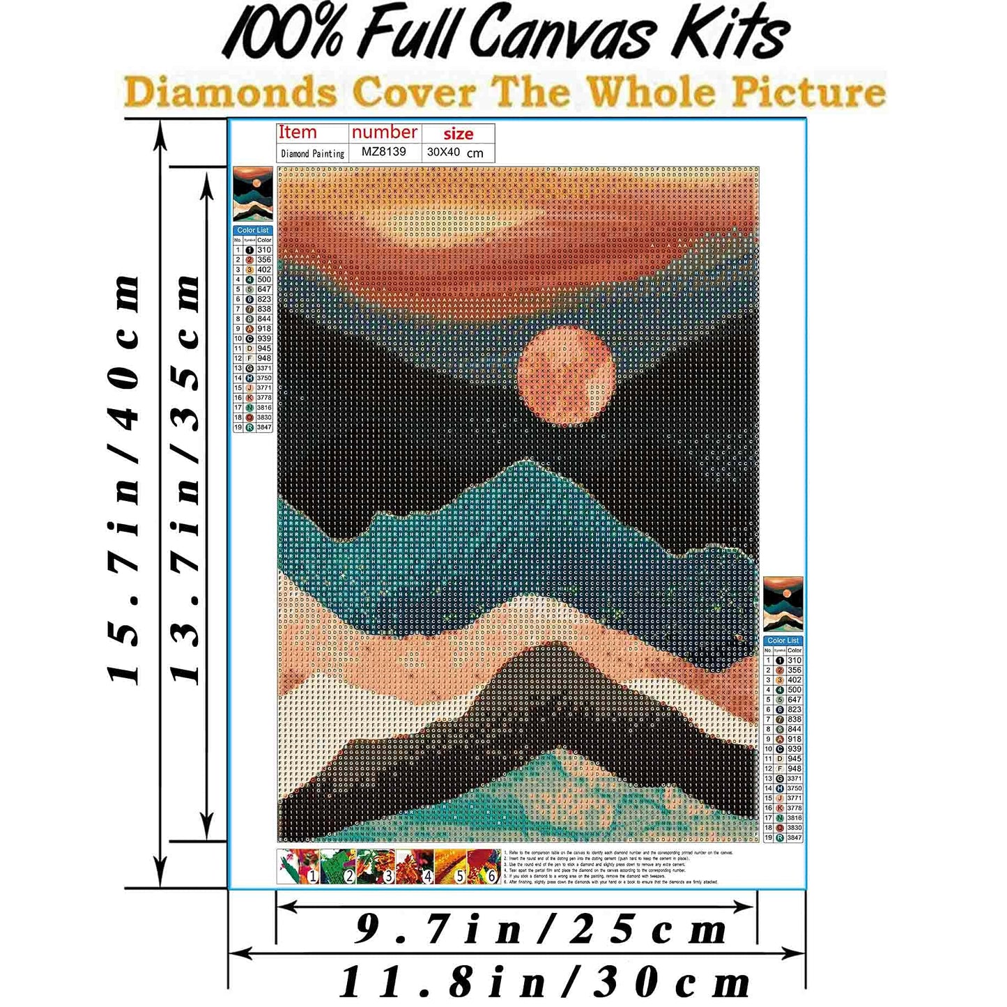 Diamond Painting Mountain Kit,Diamond Art Kits for Adults,Abstract Scenery Paint with Diamonds Round