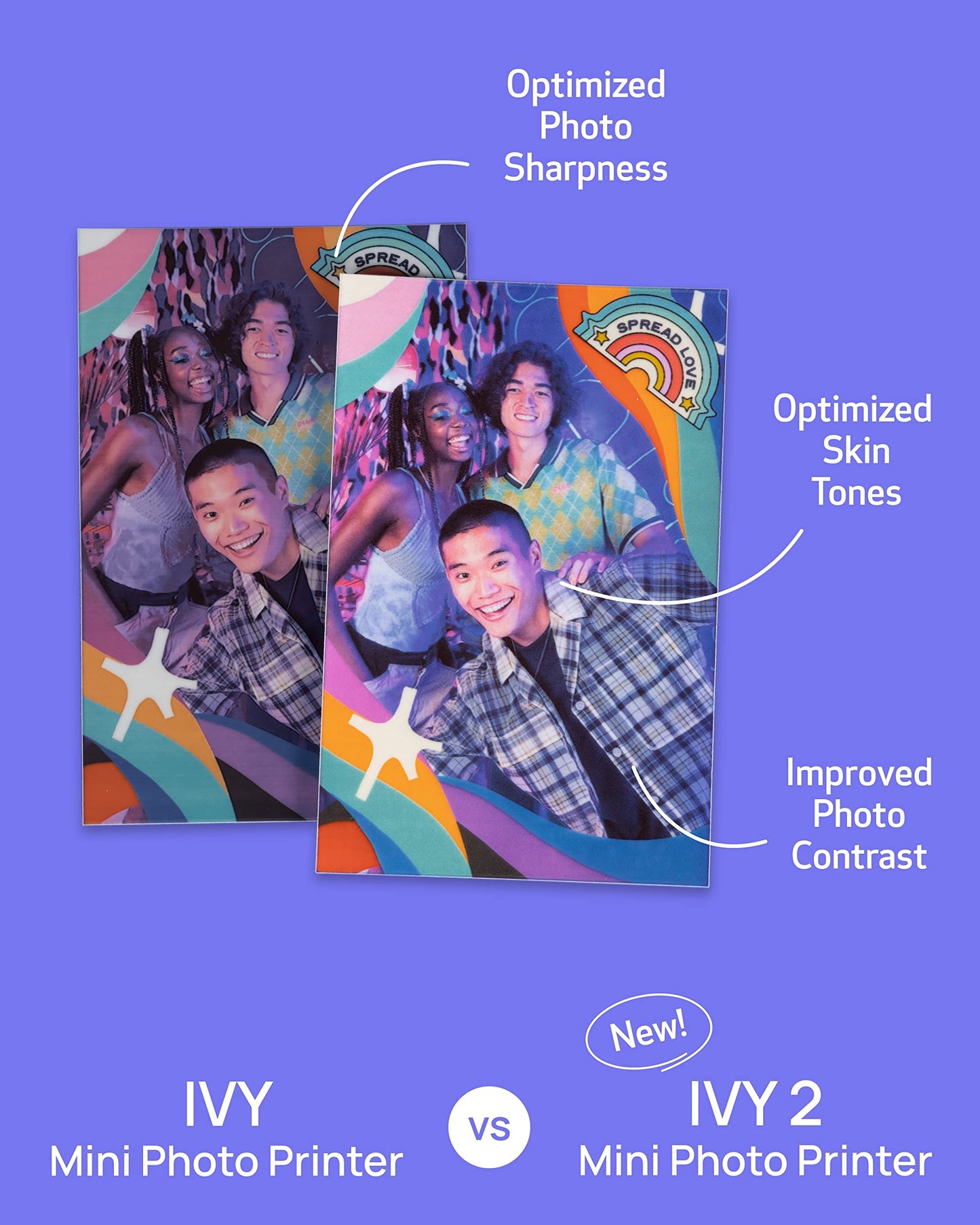 Canon Ivy 2 Mini Photo Printer, Print from Compatible iOS & Android Devices/Sticky-Back Prints/ Pink