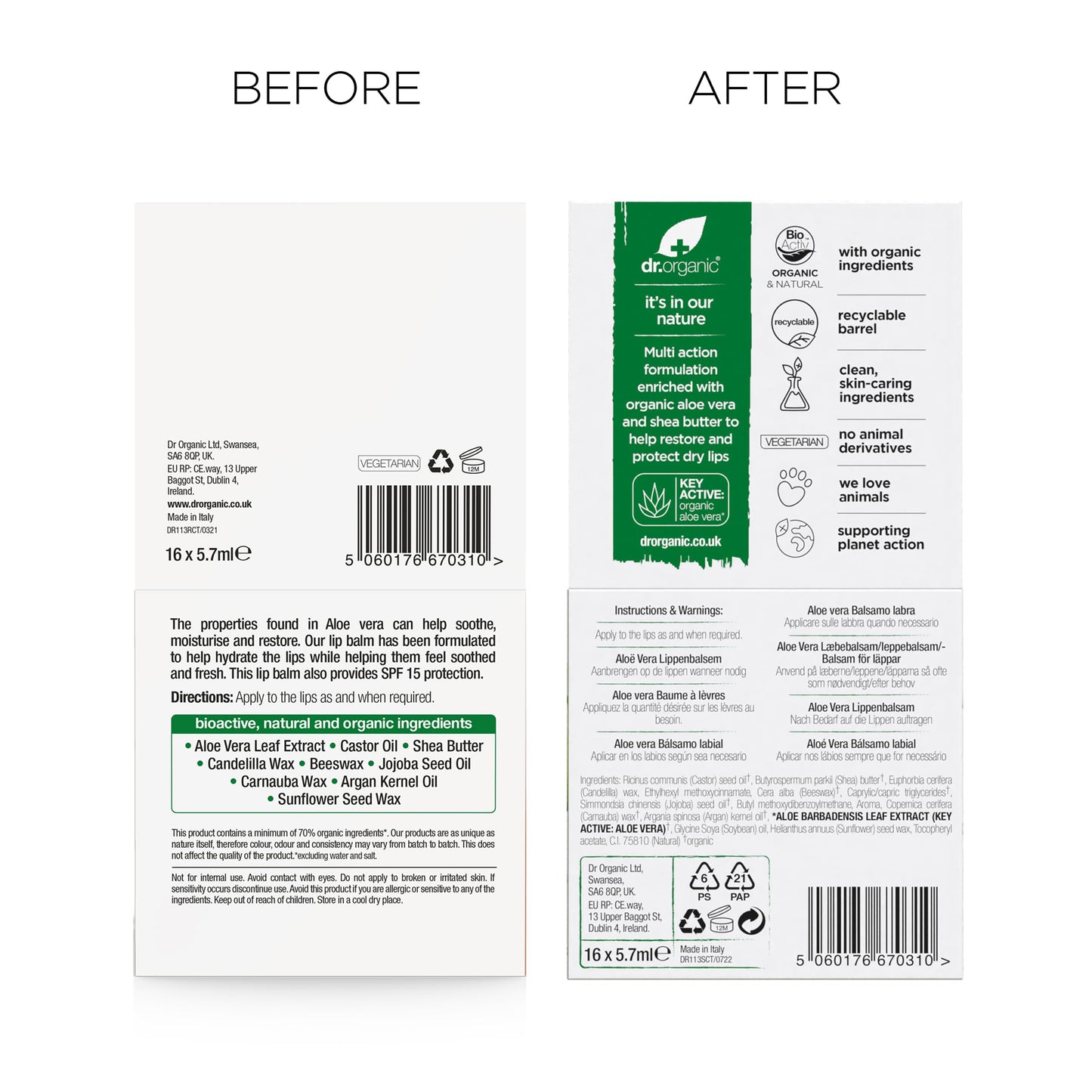 Organic Doctor Organic Aloe Vera Lip Balm, 5.7 ml