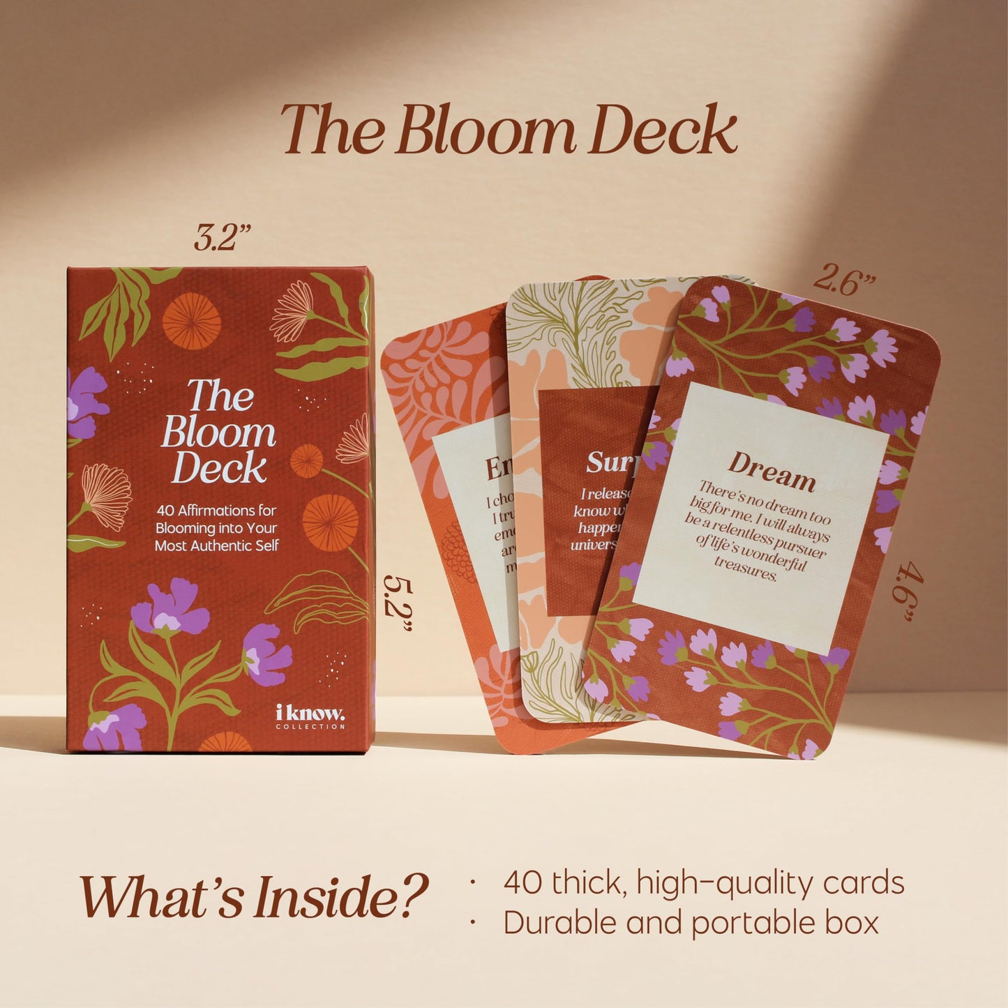 Bloom Affirmation Cards Deck – Beautifully Designed Positive Affirmation Cards 40pcs