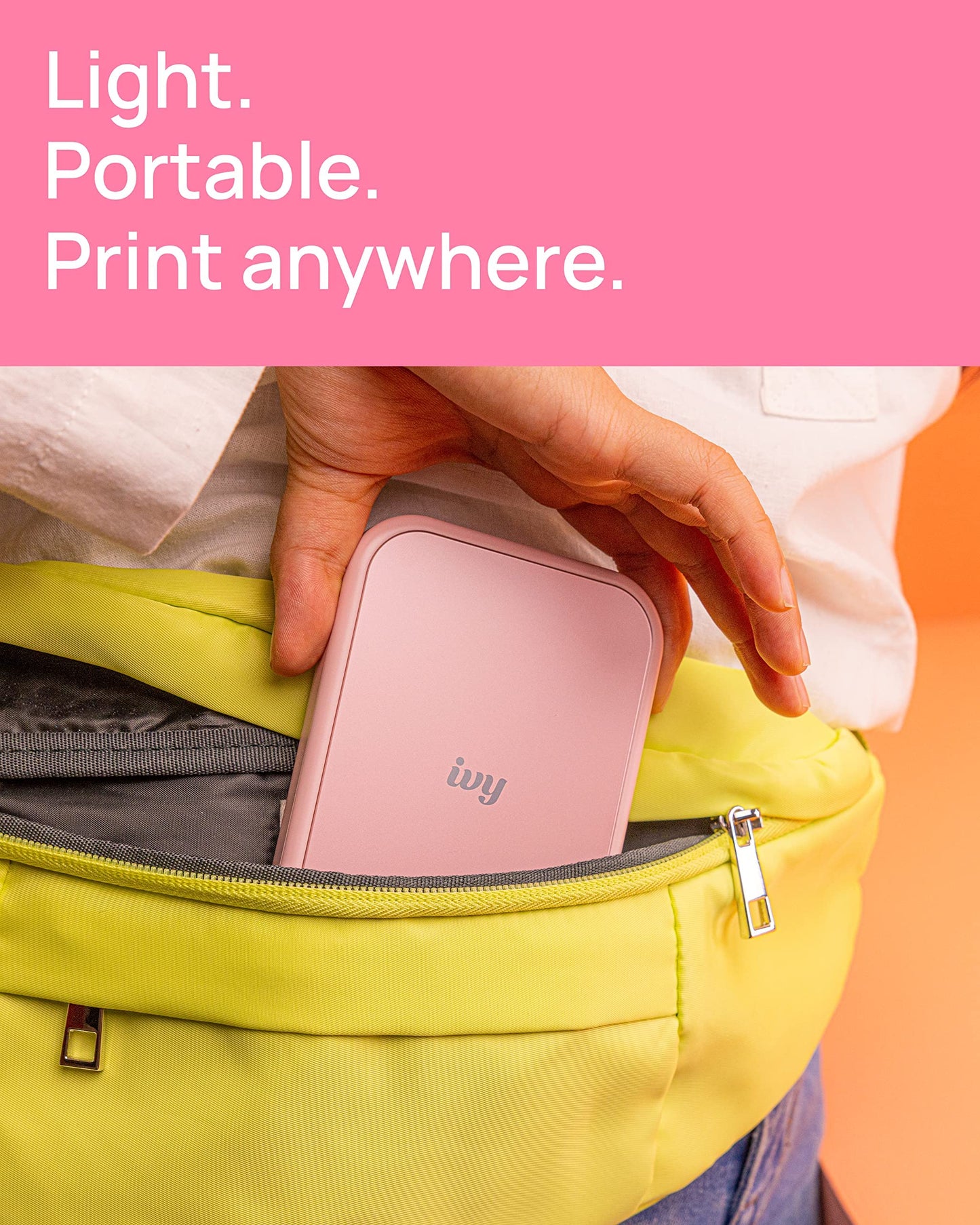 Canon Ivy 2 Mini Photo Printer, Print from Compatible iOS & Android Devices/Sticky-Back Prints/ Pink