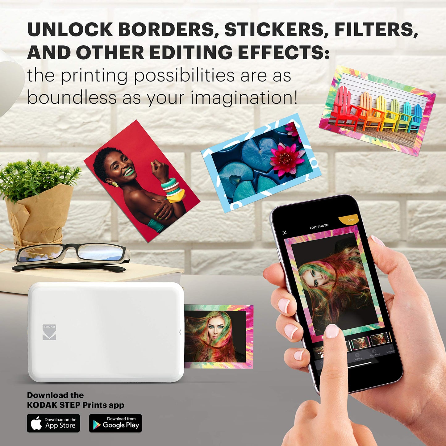 KODAK Step Wireless Mobile Photo Mini Color Printer Compatible w/iOS & Android and … , 2x3 (White)