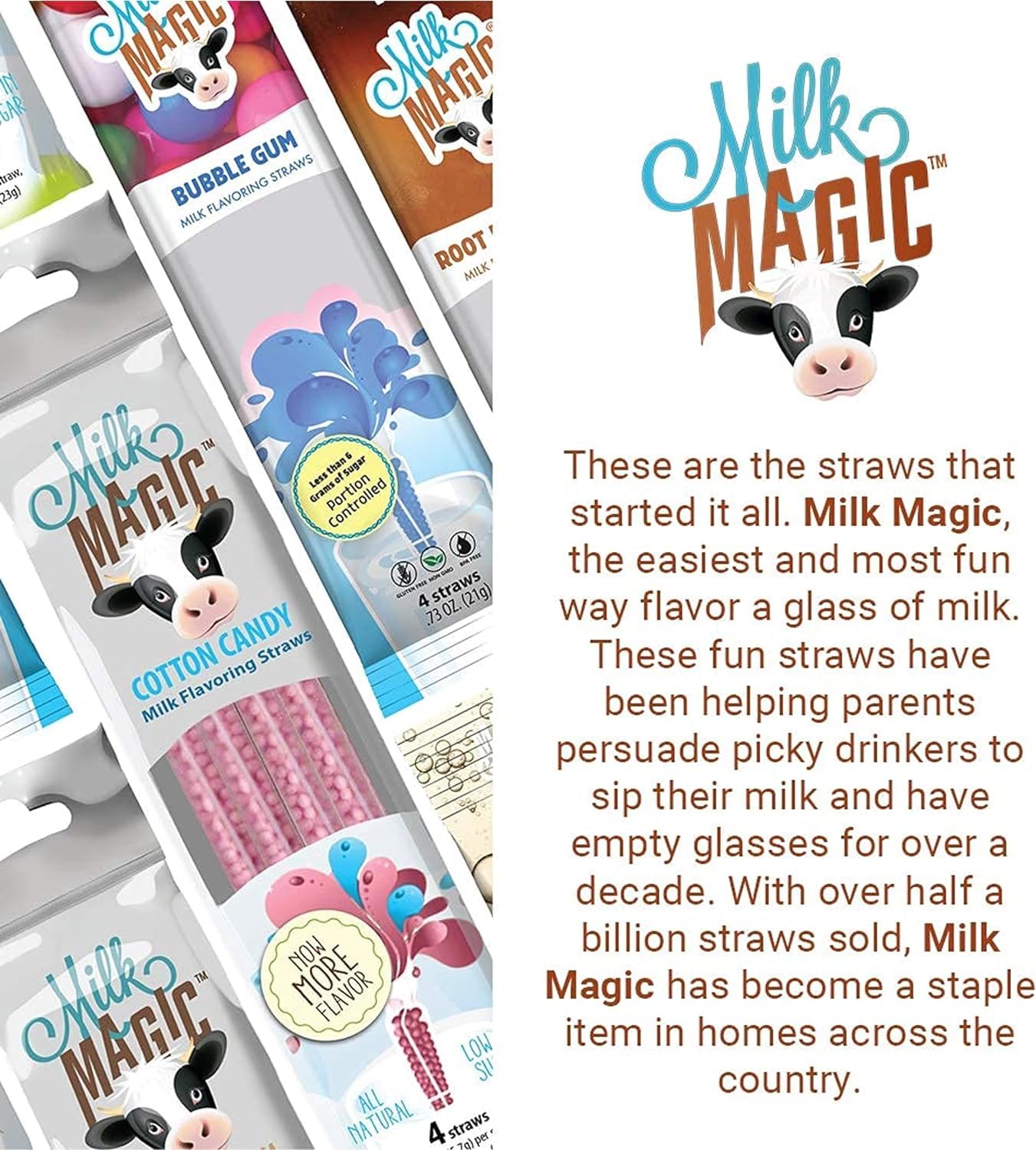 Milk Magic Sweet and Savory Bundle Milk Flavoring Straw | Gluten-Free BPA free Non-GMO Low in Sugar All-natural Flavor Straws | Encourage Milk Drinking with Flavor-Filled Straws - Pack of 8